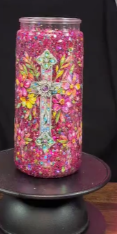 #73. 16 oz acrylic tumbler Pink Cross