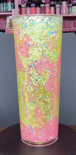 #31. 24 oz acrylic V-shape Green butterfly tumbler