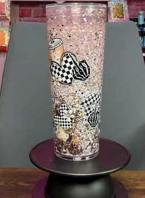 #41. 24 oz acrylic V-shape Pink with Black Lava