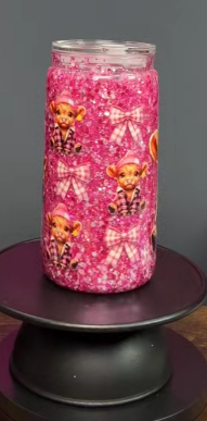 #43. 16 oz acrylic pink tumbler with cow sublimation