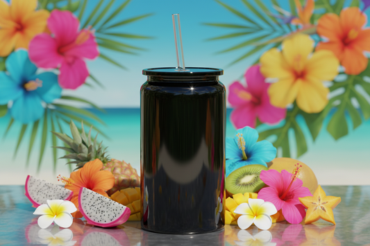 16oz Black Glass No Glitter Tumbler ✨