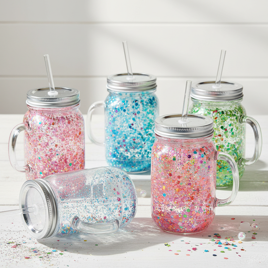 Mason Jar Snow Globe Tumblers with Glitter