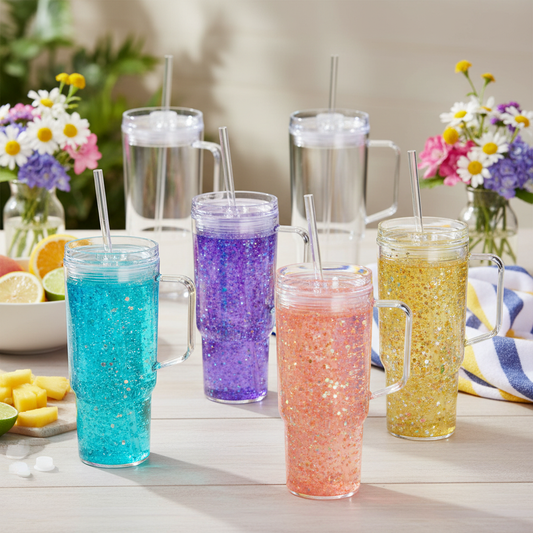 Tall Skinny Mason Jar Tumblers with Glitter