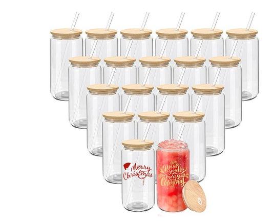 16oz Clear Glass No Glitter Tumbler ✨