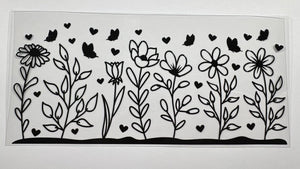 53 BlackWhiteFlowerButterflyHeart