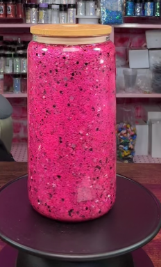 #65 16 oz glass tumbler pink