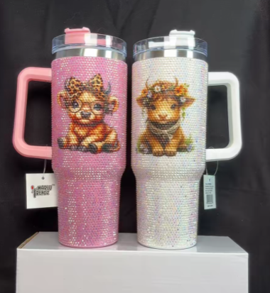 40 oz bedazzled Cow cup