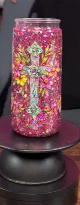 #73. 16 oz acrylic tumbler Pink Cross