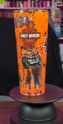#74. 24 oz acrylic tumbler Orange Harley