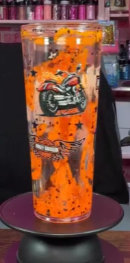 #74. 24 oz acrylic tumbler Orange Harley