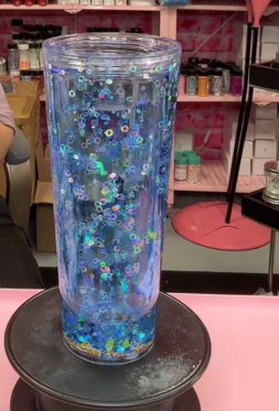 #108. 24 oz acrylic V shape blue tumbler Under the Sea