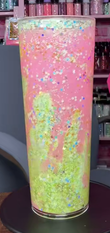 #31. 24 oz acrylic V-shape Green butterfly tumbler