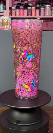 #35. 24 oz acrylic V-shape MC lava Flow butterfly Tumbler