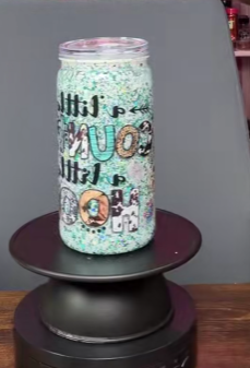 #36. 16 oz acrylic white and teal tumbler