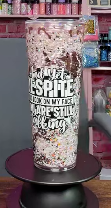 #41. 24 oz acrylic V-shape Pink with Black Lava