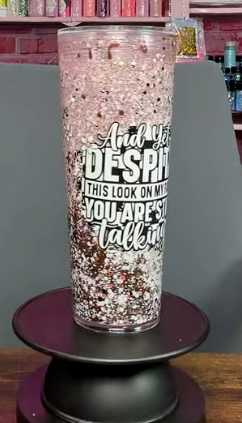 #41. 24 oz acrylic V-shape Pink with Black Lava