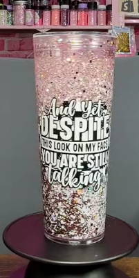 #41. 24 oz acrylic V-shape Pink with Black Lava