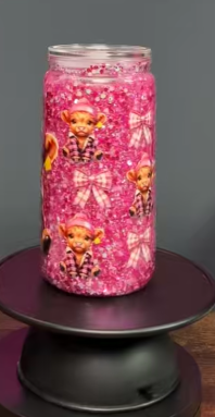 #43. 16 oz acrylic pink tumbler with cow sublimation