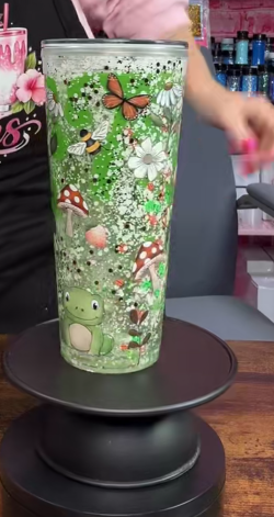 #44. 20 oz acrylic Vshape green with frog sublimation