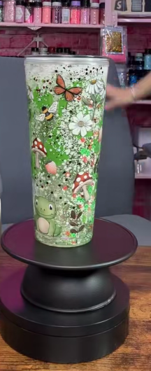 #44. 20 oz acrylic Vshape green with frog sublimation