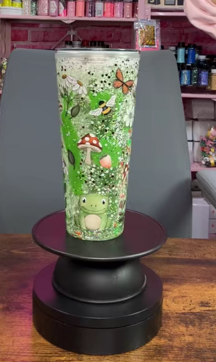 #44. 20 oz acrylic Vshape green with frog sublimation
