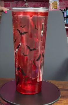 #46. 20 oz acrylic Vshape blood red tumbler with ghostface sublimation