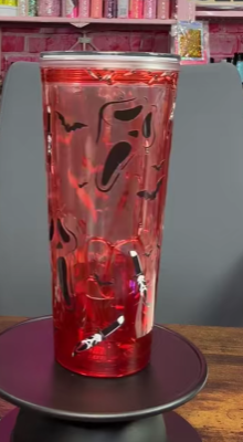 #46. 20 oz acrylic Vshape blood red tumbler with ghostface sublimation