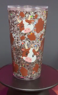 #59. 16 oz acrylic V-shape with cow sublimation