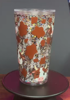 #59. 16 oz acrylic V-shape with cow sublimation