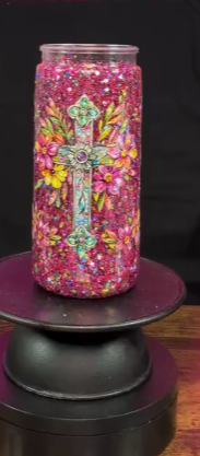 #73. 16 oz acrylic tumbler Pink Cross