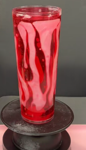 #104. 24 oz acrylic V shape pink tumbler with white 606Lava