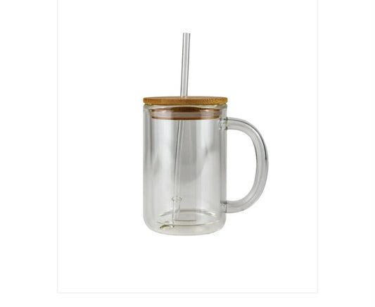15oz Glass Coffee Mug with handle
